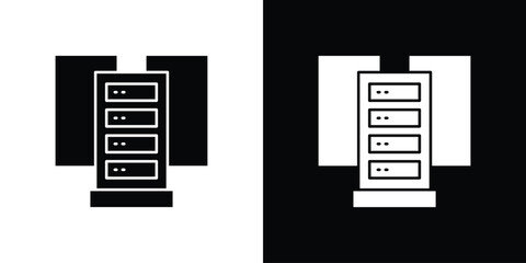 Data center icon. Black Silhouette. Graphic illustration.