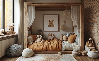 Cozy Kids Room Mockup Rustic Nursery Design