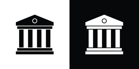 Courthouse icon. Black Silhouette. Graphic illustration.