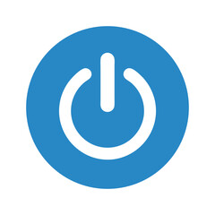 Classic Power On Off Button Flat Design Vector Illustration - Blue Start Stop Technology Graphic