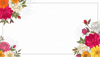 Obraz premium Luxurious wallpaper. Banner with flowers. Watercolor pink, blue, lilac spots on a white background. Shiny flowers and twigs. Copy space for text