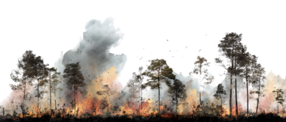 Forest fire with flames and smoke effects.