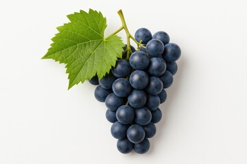 Cluster of grapes on a plain white background