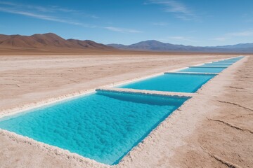 Fototapeta premium Lithium extraction from brine pools in the Argentine Puna region