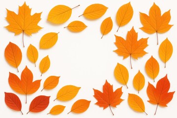 Fototapeta premium Vivid autumn foliage on a plain white backdrop