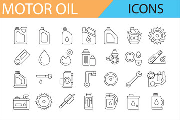 Oil Change and Automotive Maintenance Icons Set for Workshop Use