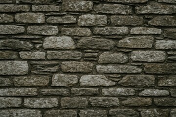 Obraz premium Ancient stone fortress with a rugged brick wall backdrop in a mountainous region during winter, creating a haunting atmosphere.