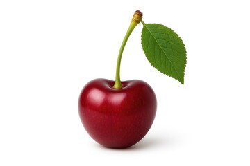 Single cherry on a plain white backdrop