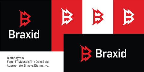 Aggressive angular B monogram for rock, metal, or audio branding.