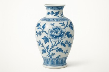 Vintage Chinese ceramic jar against a plain white backdrop