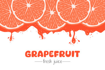 A label template for natural grapefruit juice. Organic fresh fruits. Vector illustration