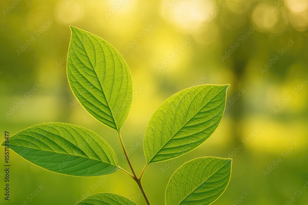 Poster lush foliage illuminated from behind showcasing intricate textures against a natural backdrop