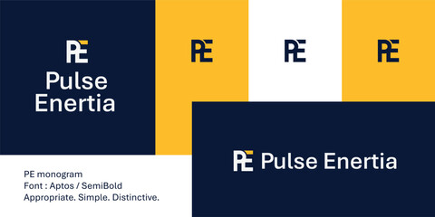 PE monogram logo for electric, energy, or power-related branding.