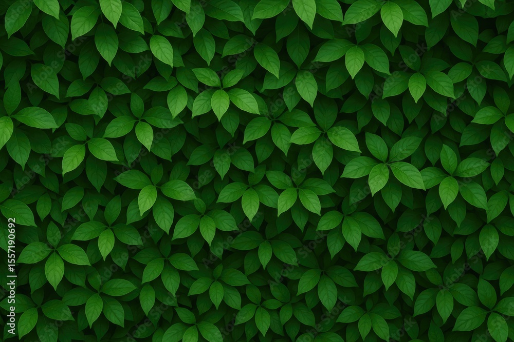 Poster lush foliage backdrop with vibrant leaf patterns and natural greenery texture