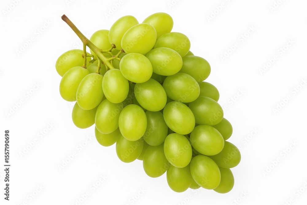 Poster close-up of a cluster of grapes against a white backdrop for design use