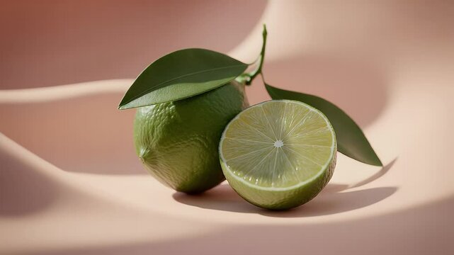 Fresh lime fruit cut in half green citrus natural light juicy texture