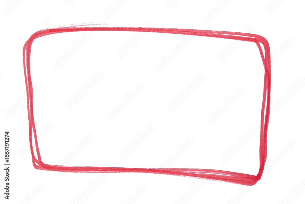Poster red rectangle frame highlight drawn with marker pen on transparent background