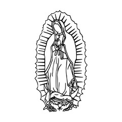divine mother Mary outline design