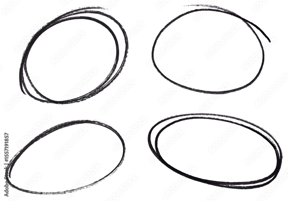 Poster set of black highlight circles on transparent background cut out design elements