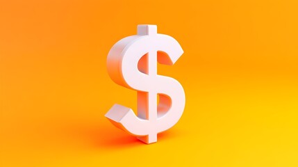 Obraz premium White dollar sign on orange background