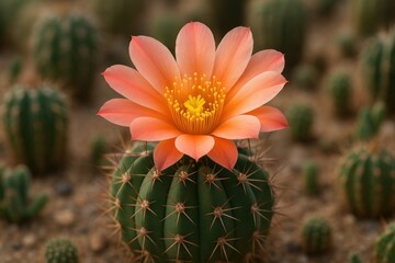 Blooming cactuses in full bloom
