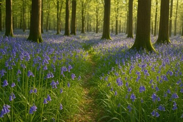 Springtime woodland filled with bluebells