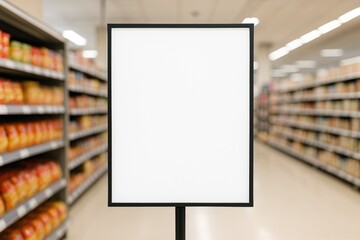 Empty advertising billboard inside a grocery store