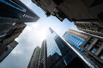 Low angle view of modern office buildings
