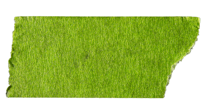 Green adhesive torn paper masking tape isolated on white background