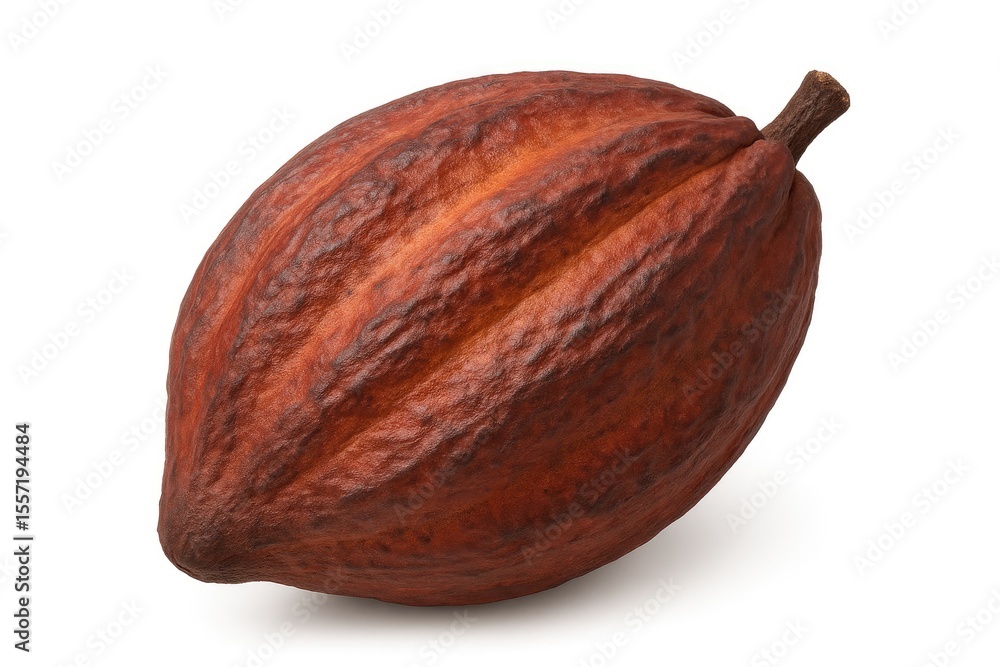 Aufkleber single cocoa pod with a bean on a plain white backdrop