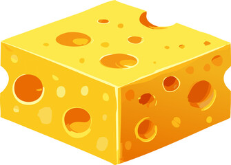 Bloc de fromage stylisé en lowpoly isométrique