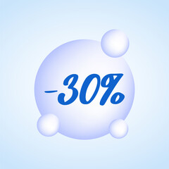 A 30% discount badge. Simple minimalist design. Vector illustration