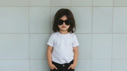 Cool Kid in Sunglasses Stylish Toddler Portrait