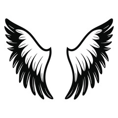 Obraz premium Spread Wings Tattoo Vector in Silhouette Style