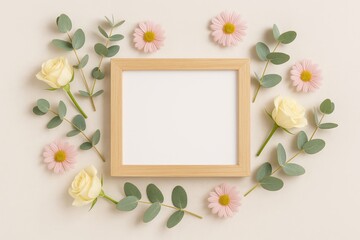 Minimalist floral and eucalyptus arrangement on a soft-toned backdrop