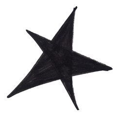 Black star drawn with marker on transparent background