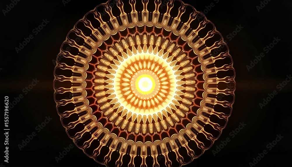Poster abstract circular design with glowing center on dark background