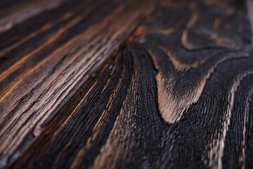  Dark rustic wooden surface with detailed natural grain texture