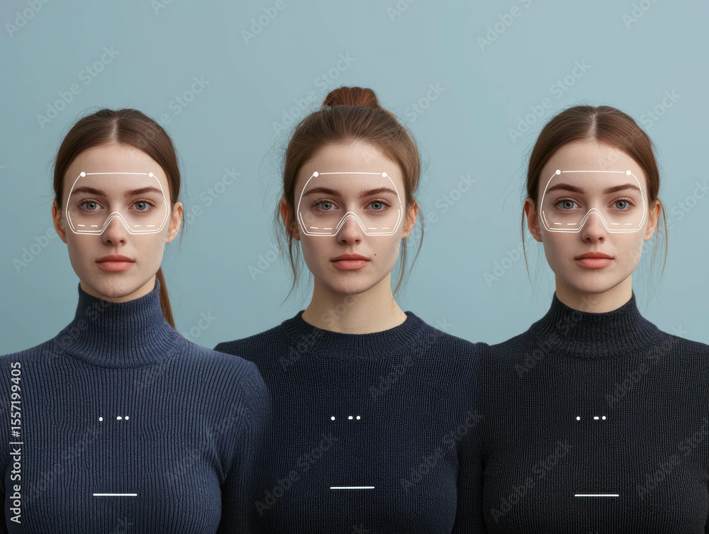 Poster marketing research and analysis behavior. facial recognition for consumer reaction testing evaluatin