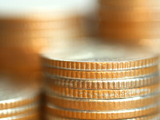 Stack of coins. In the concept of saving money and finance.