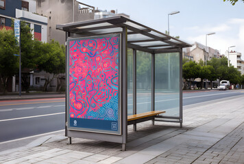 AI Bus Stop Shelter Poster Mockup - OOH Advertising Design