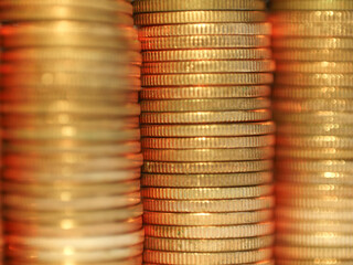 Stack of coins. In the concept of saving money and finance.