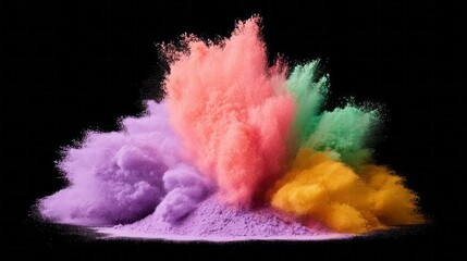 Vivid clouds of pigment burst joyfully, embodying Holi's exuberant spirit, Diwali's vibrancy, and Carnival's kaleidoscopic celebration