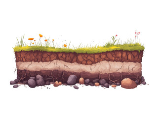 Soil layers illustration nature png cutout with transparent background garden environment artistic viewpoint conceptual design