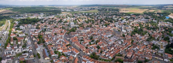arial panorama view of the city Alzey in Germany on a sunny spring afternoon	
