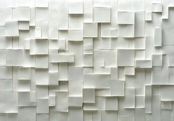 Textured wall with layered white panels and writing patterns.