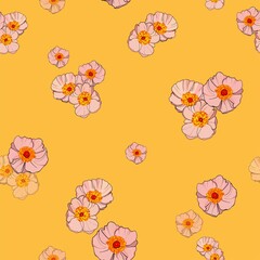 Seamless pattern of botanical isolated abstract elements in a flat modern style. Full-color illustration for branding, textiles, scrapbooking.