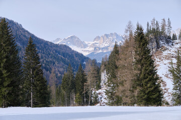 February, 2025, Fassa Valley: view of scenery mountain of Val s. Nicolo'