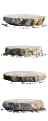 Natural stone platforms collection transparent background cutout png outdoor environment different views
