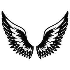 Obraz premium Wings vector illustration in silhouette style with feathers and tribal design elements